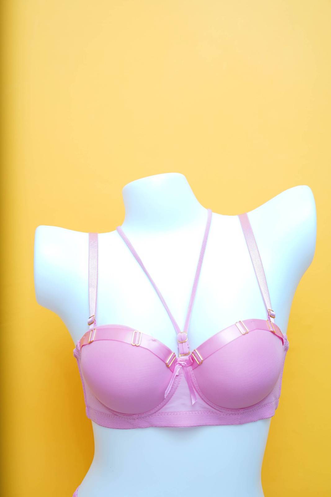 Feminique Strappy Ring Pushup Bra Panty Set