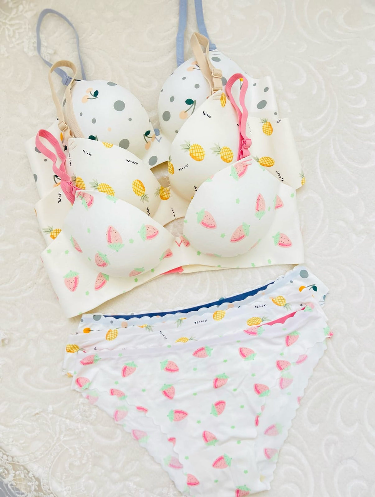Strawberry Print Soft Comfort Bra Set 🍓
