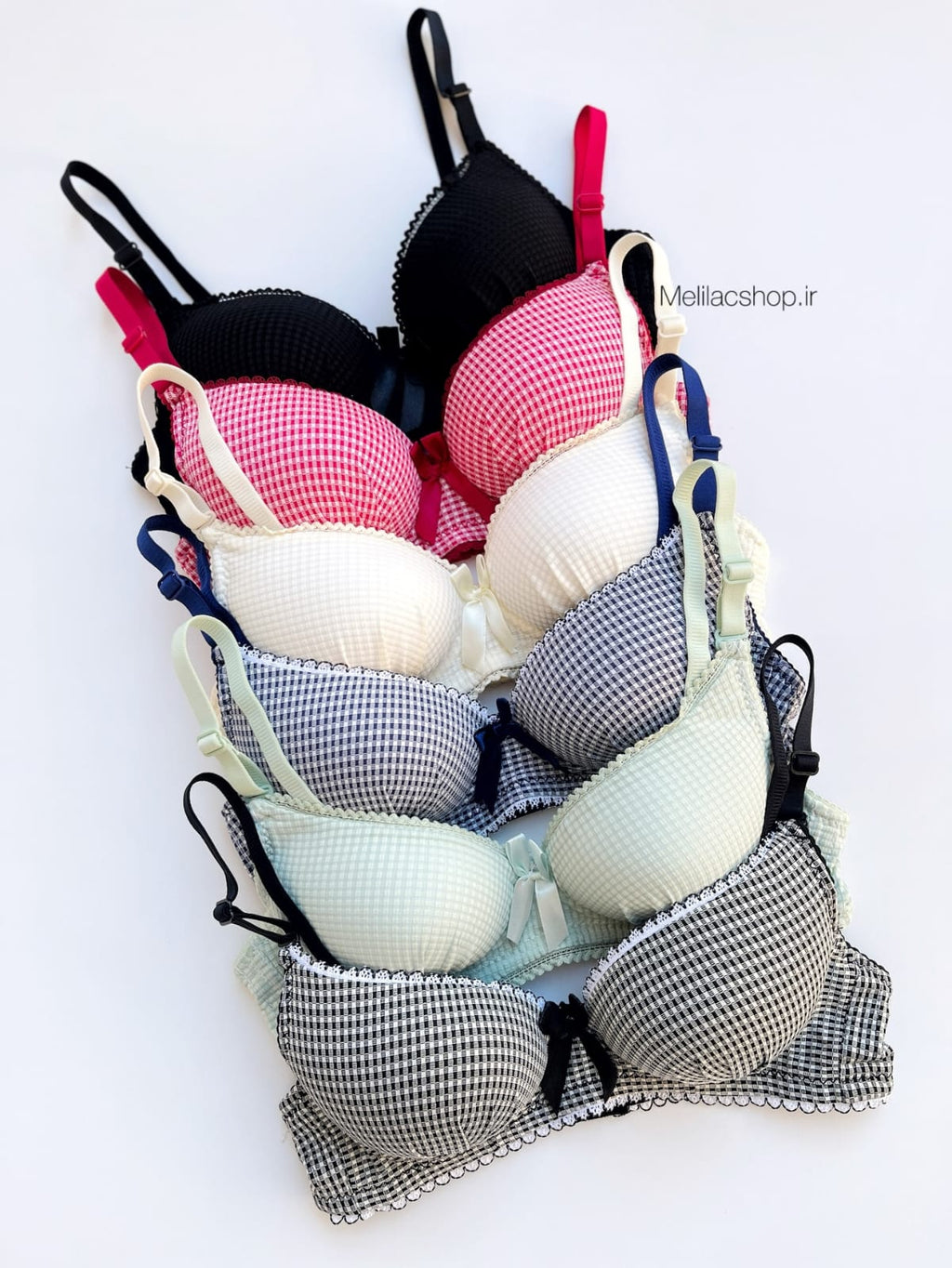 Premium Checkered Comfort Bra – Stylish 3 Color Set