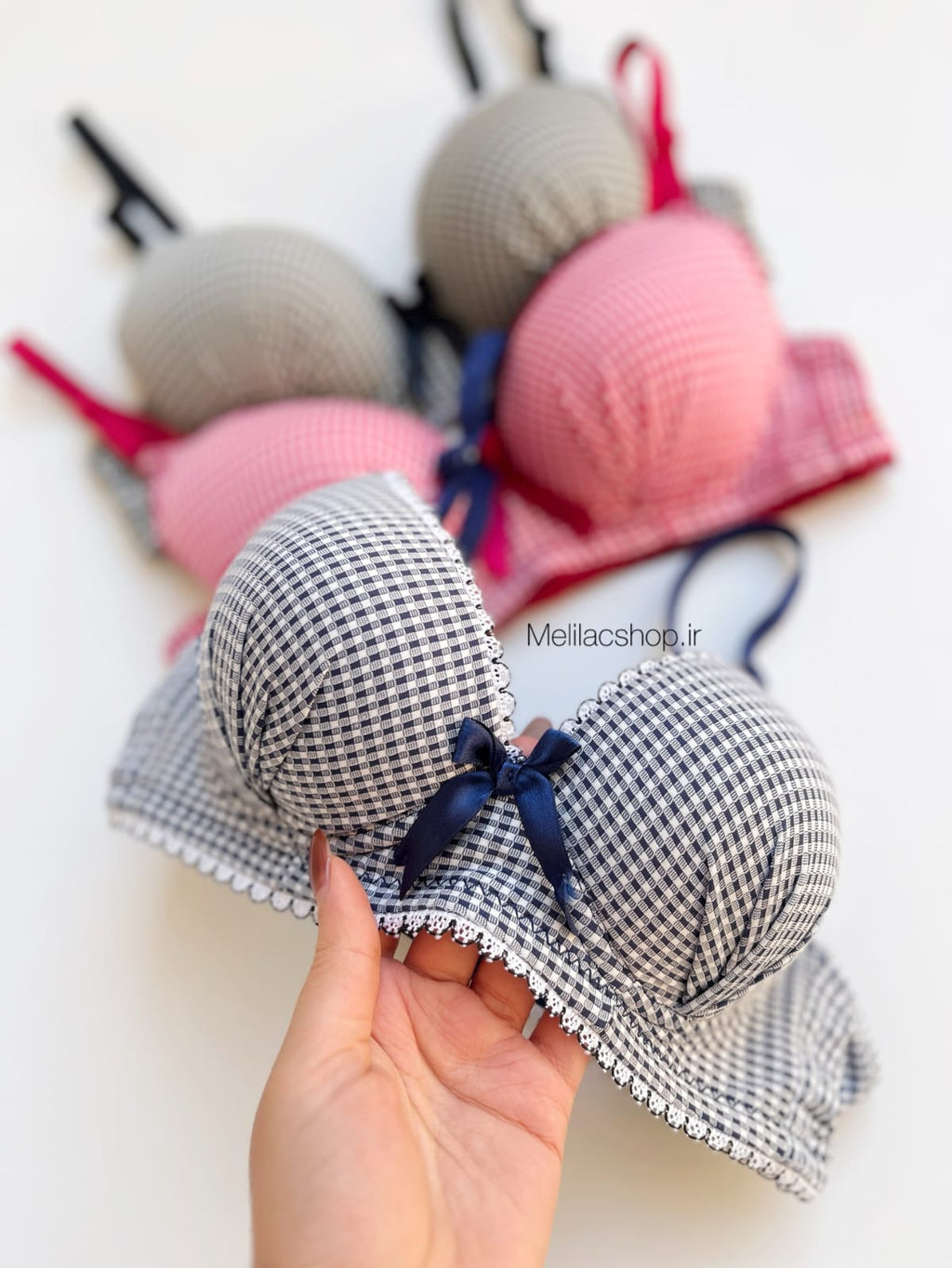 Premium Checkered Comfort Bra – Stylish 3 Color Set