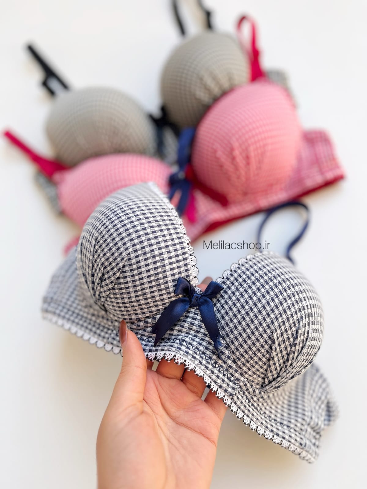 Premium Checkered Comfort Bra – Stylish 3 Color Set