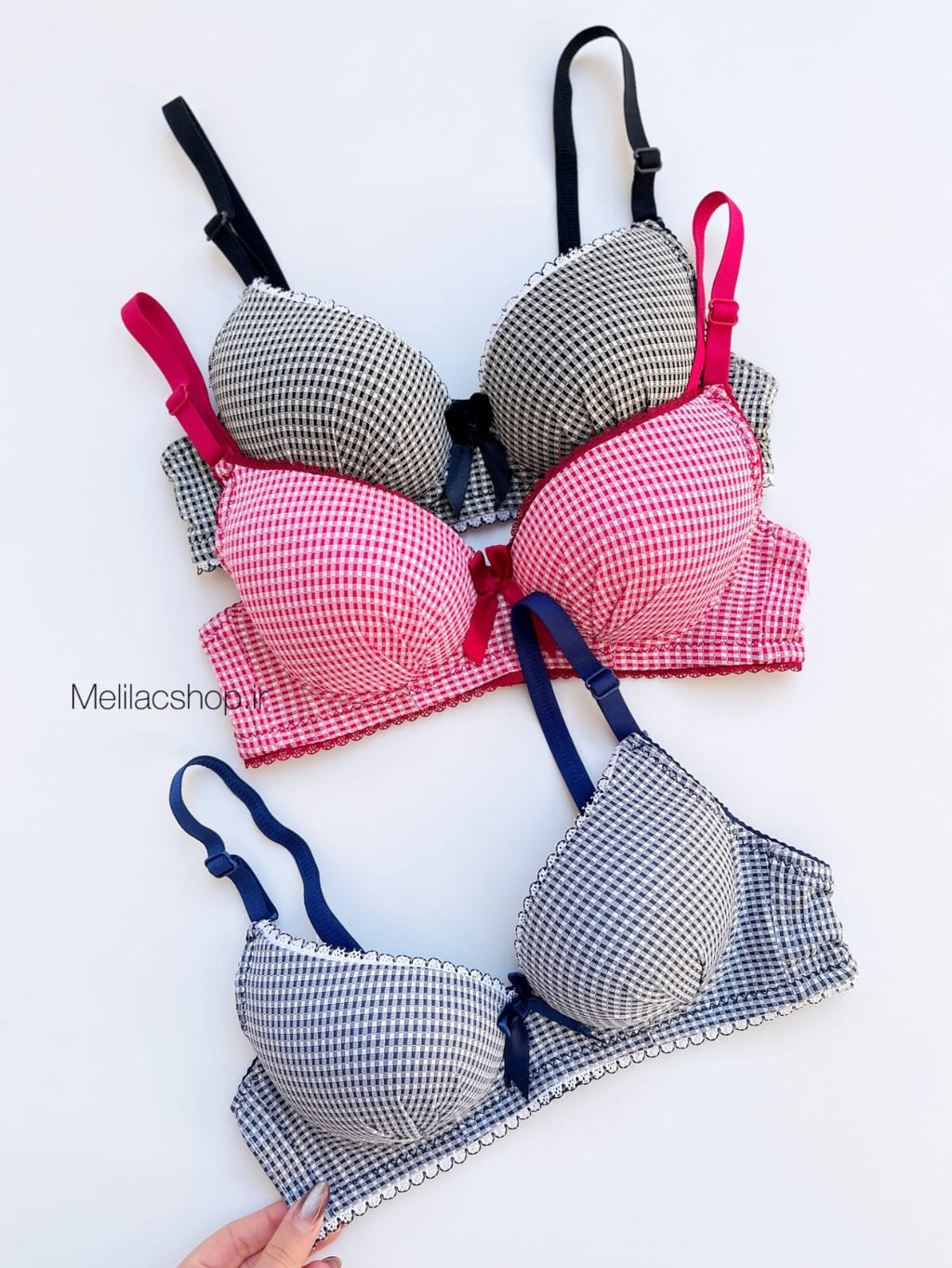 Premium Checkered Comfort Bra – Stylish 3 Color Set