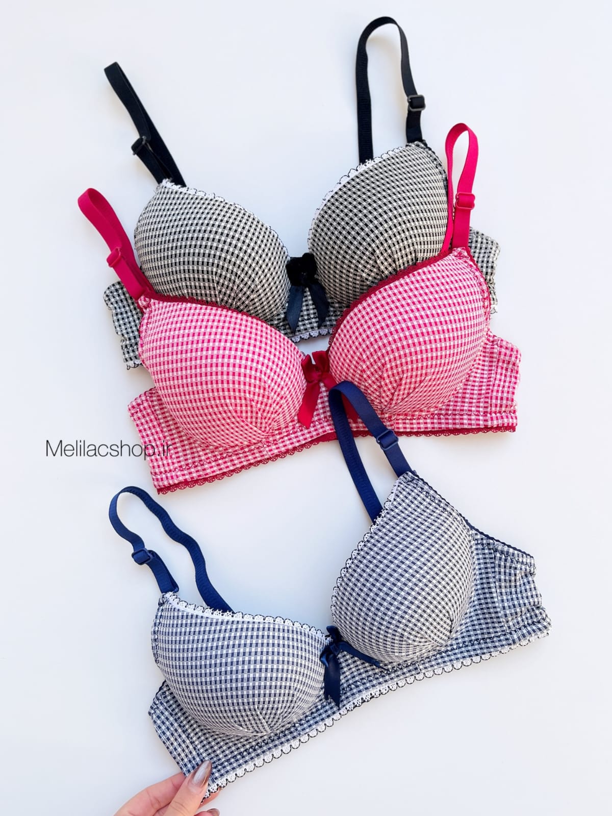 Premium Checkered Comfort Bra – Stylish 3 Color Set