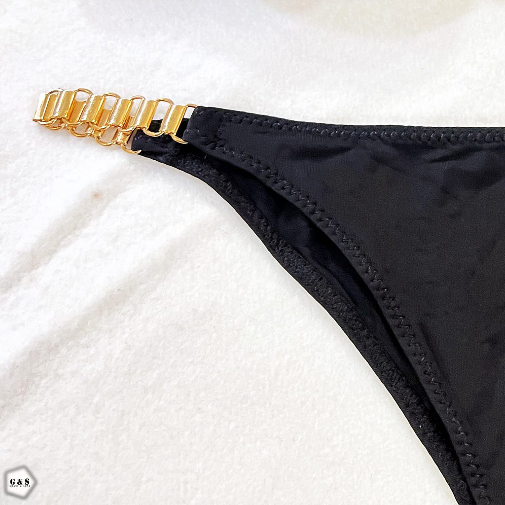 Luxury Gold Chain Push-Up Bra Set