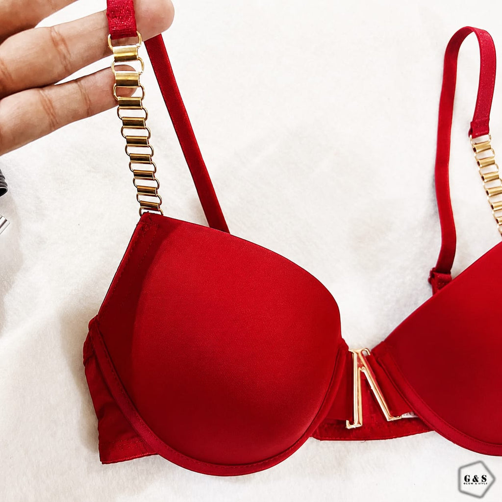 Luxury Gold Chain Push-Up Bra Set