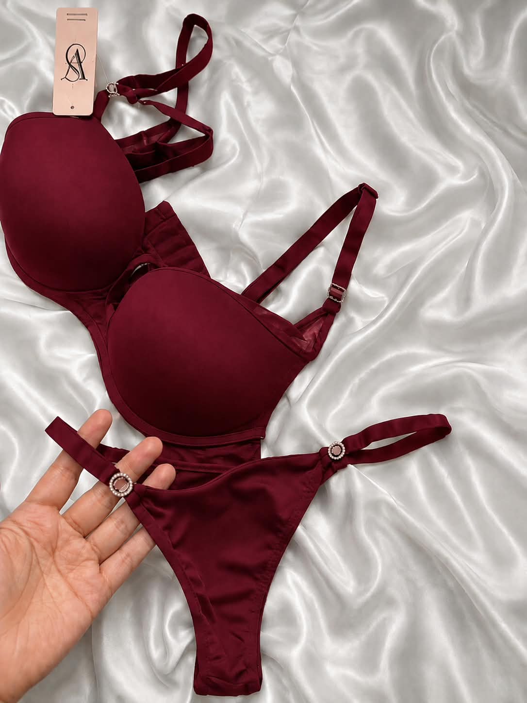 Luxury Padded Bra & Matching Thong Set – Stylish Designer Lingerie Set