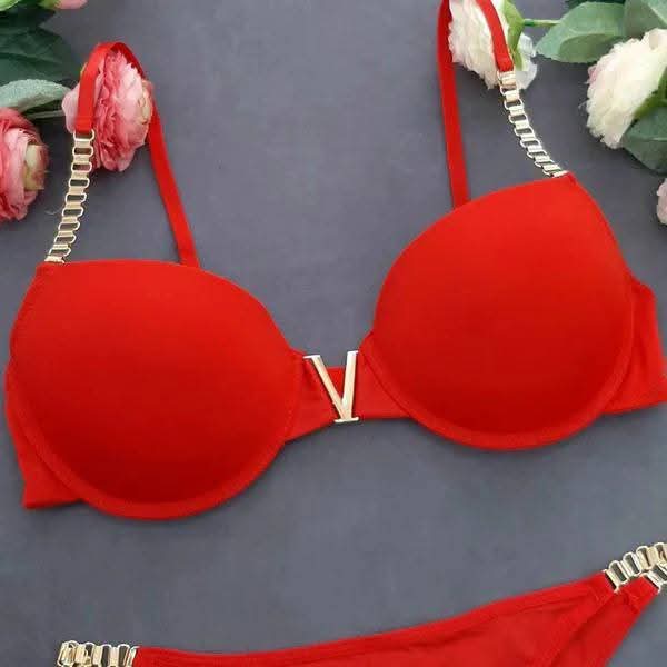 Luxury Gold Chain Push-Up Bra Set