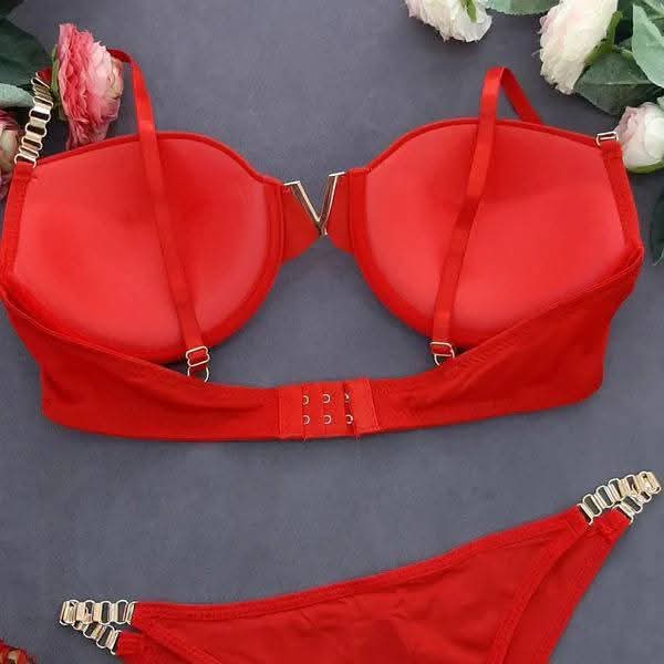 Luxury Gold Chain Push-Up Bra Set