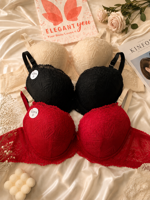 (32-46)D Elegant & Lacy Plus Size Bra(087)